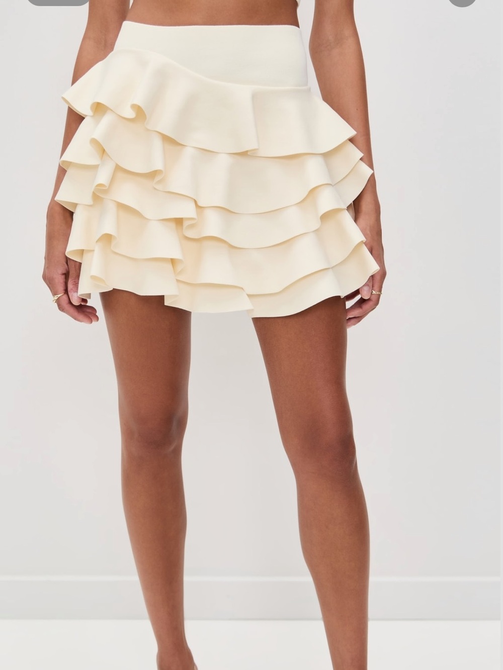 Alexis Arli Ivory Tiered Ruffle Mini Skirt